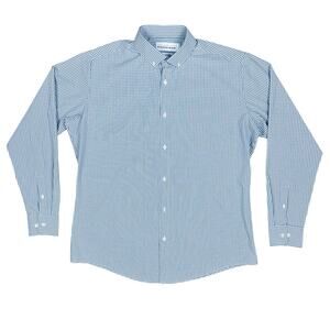 Mizzen + Main Blue White Checked Button Up Long Sleeve Shirt Standard Size Large